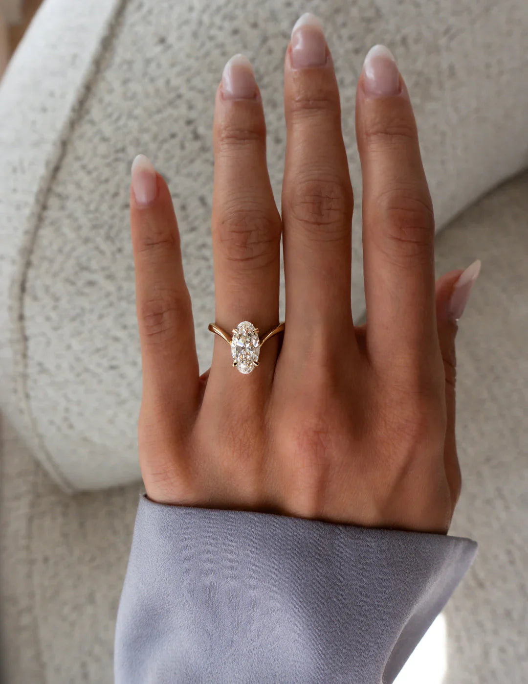 2.0CT Oval Cut Lab Grown Diamond Unique Ring With Open Cuff Band