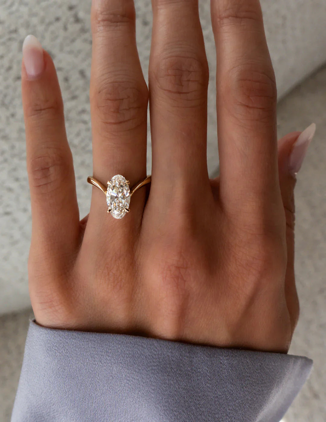 2.0CT Oval Lab Grown Diamond Unique Ring With Open Cuff Diamond Band