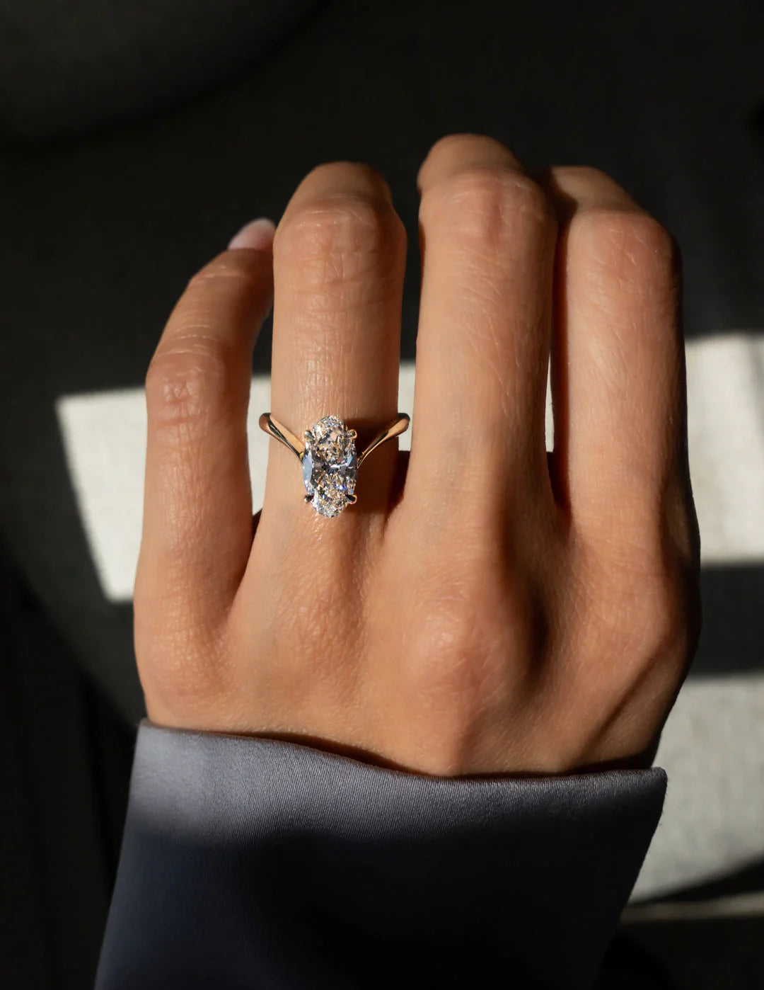 2.0CT Oval Lab Grown Diamond Unique Ring With Open Cuff Diamond Band