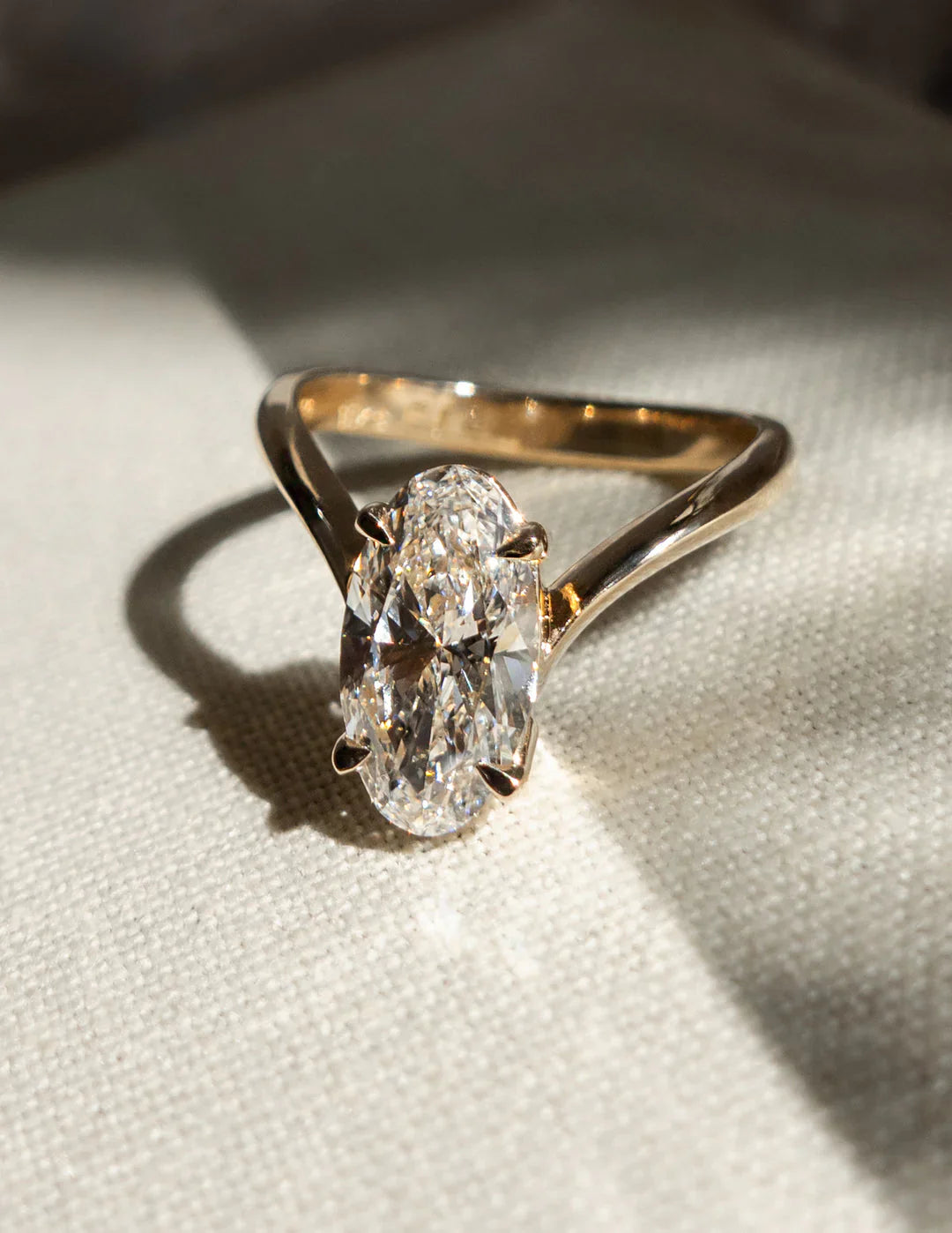 2.0CT Oval Lab Grown Diamond Unique Ring With Open Cuff Diamond Band