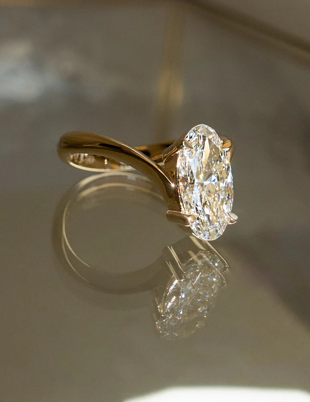2.0CT Oval Cut Lab Grown Diamond Unique Ring With Open Cuff Band
