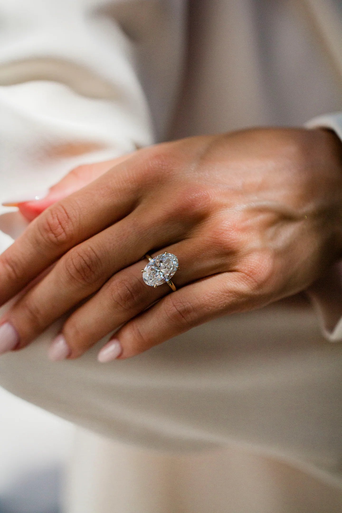 6.0CT Oval Lab Grown Diamond Solitaire Engagement Ring
