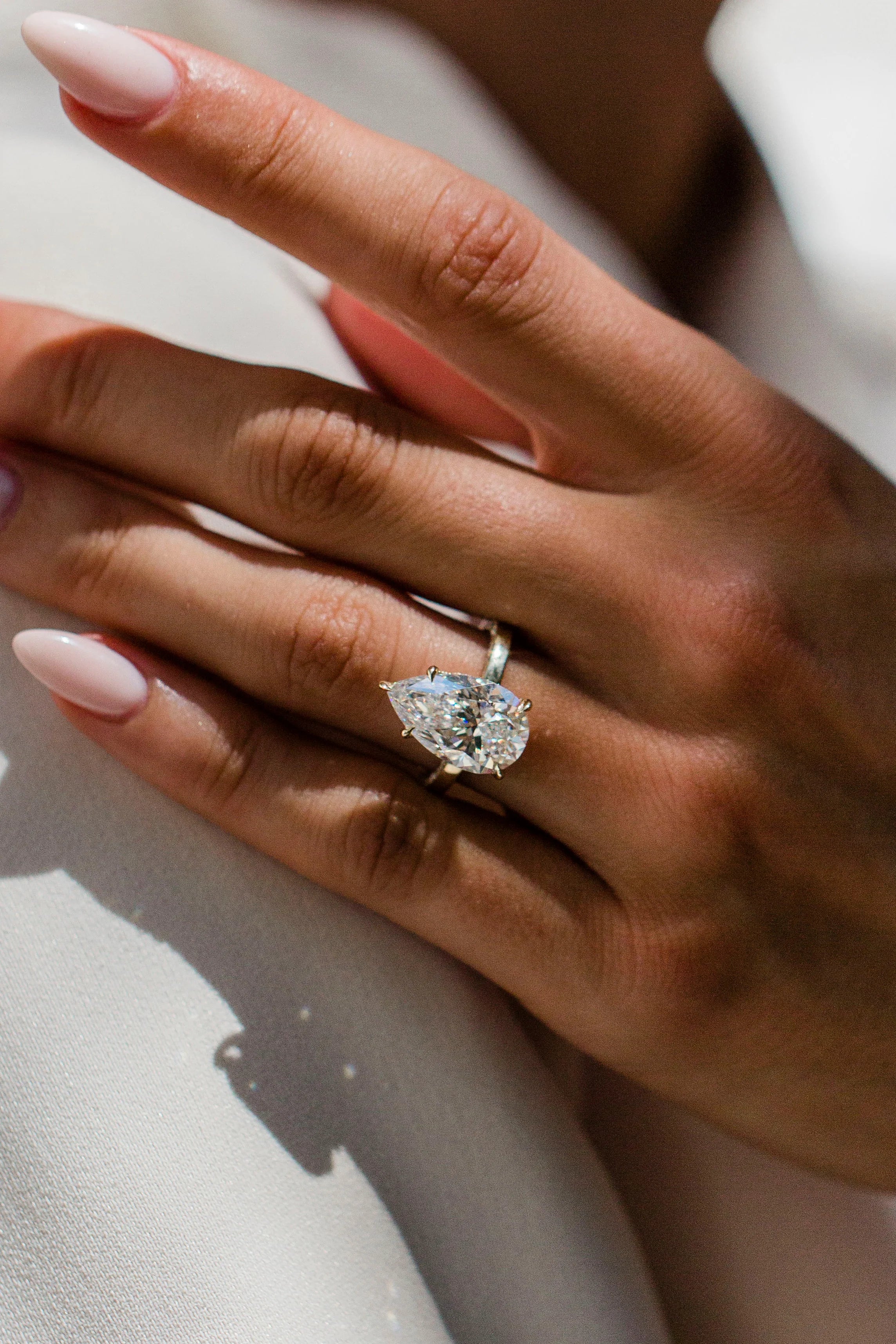 6.0CT Pear Shaped Lab Grown Diamond Solitaire Engagement Ring