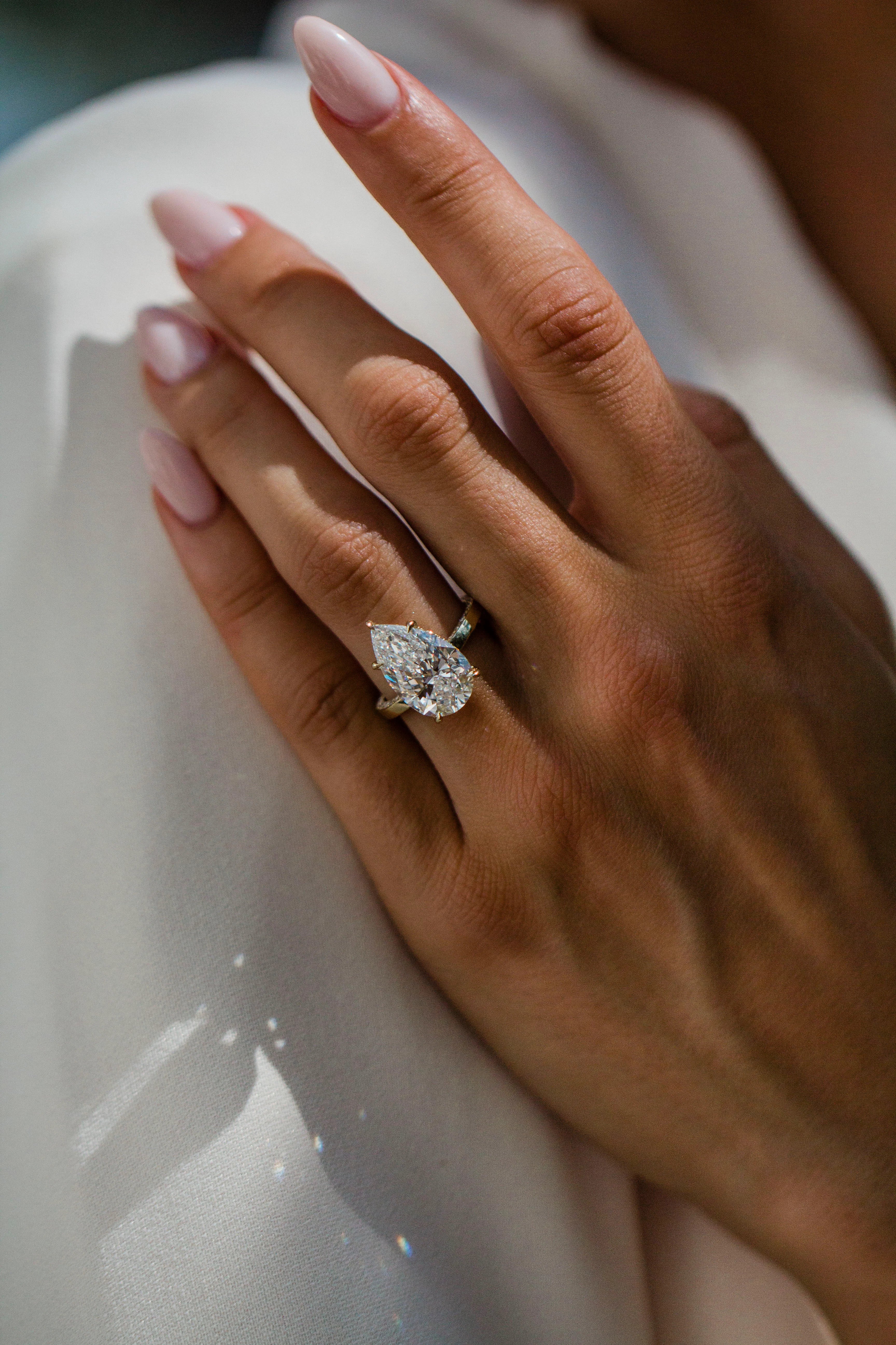 6.0CT Pear Shaped Lab Grown Diamond Solitaire Engagement Ring