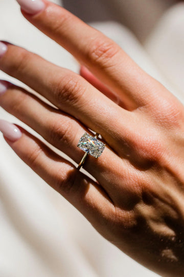 4.0CT Elongated Cushion Cut Lab Grown Diamond Solitaire Engagement Ring
