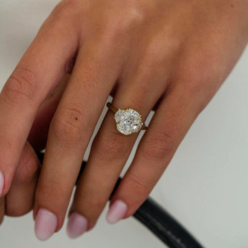 2.0CT-4.0CT Cushion Lab Grown Diamond Three Stone Engagement Ring