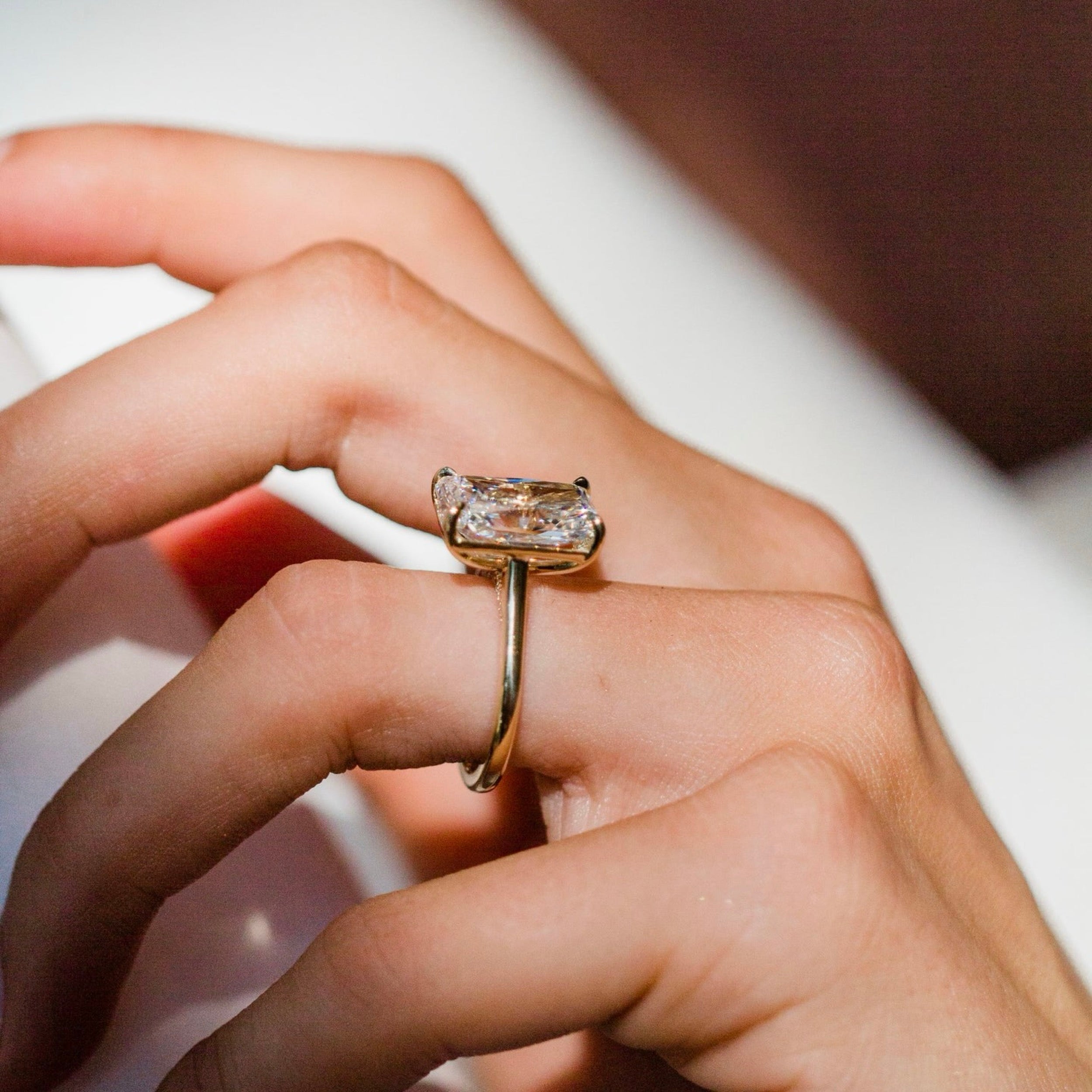 3.0CT-6.0CT Radiant Lab Grown Diamond Solitaire Engagement Ring