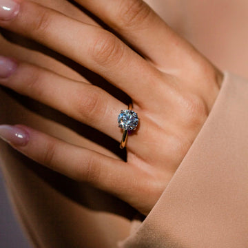 1.0CT-3.0CT Round Lab Grown Diamond Hidden Halo Solitaire Engagement Ring