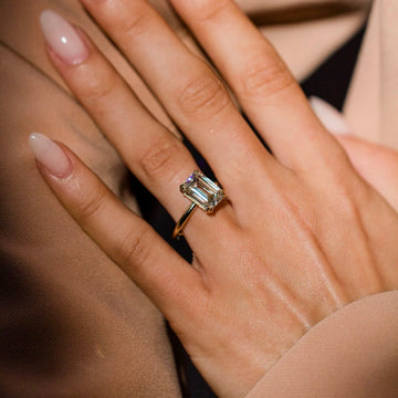 2.0CT-4.0CT Emerald Cut Lab Grown Diamond Solitaire Engagement Ring
