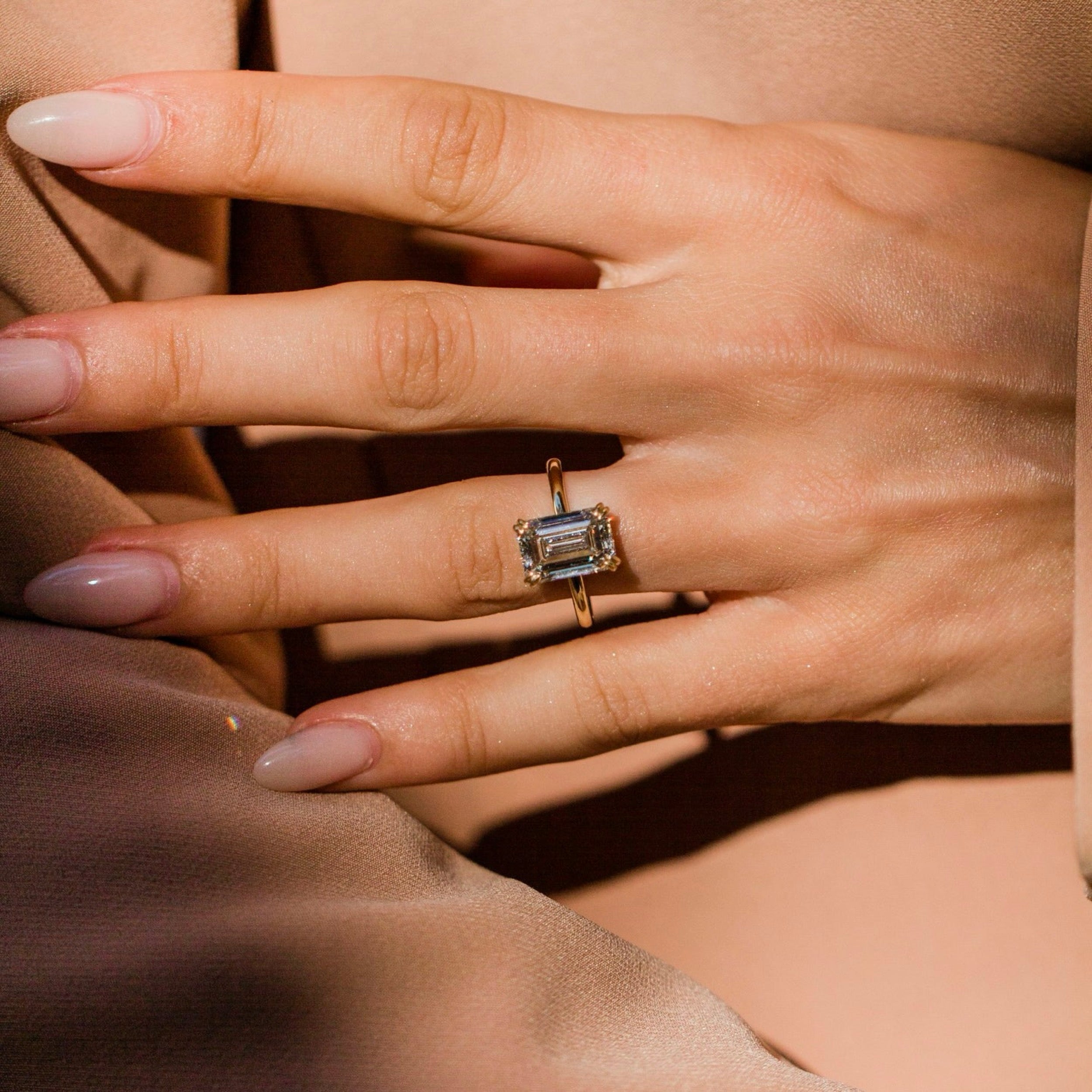 2.0CT-4.0CT Emerald Cut Lab Grown Diamond Solitaire Engagement Ring