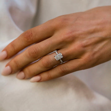 1.50CT-3.50CT Radiant Lab Grown Diamond Hidden Halo Pave Engagement Ring