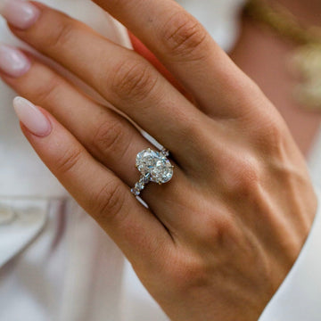 2.50CT-4.50CT Oval Lab Grown Diamond Hidden Halo Pave Engagement Ring