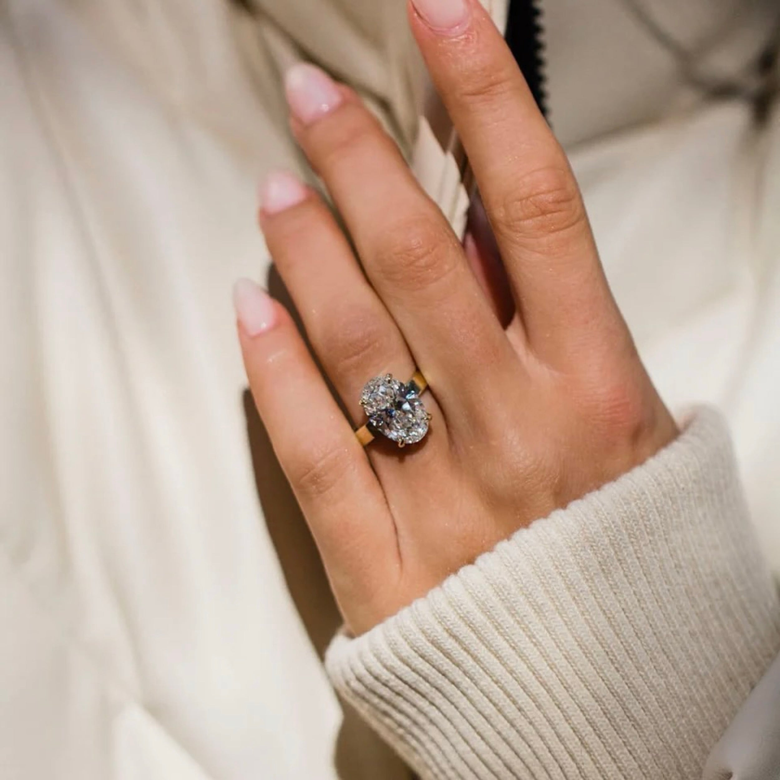 2.50CT-4.50CT Oval Lab Grown Diamond Solitaire Engagement Ring