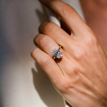 1.0CT-3.0CT Oval Lab Grown Diamond Hidden Halo Solitaire Engagement Ring