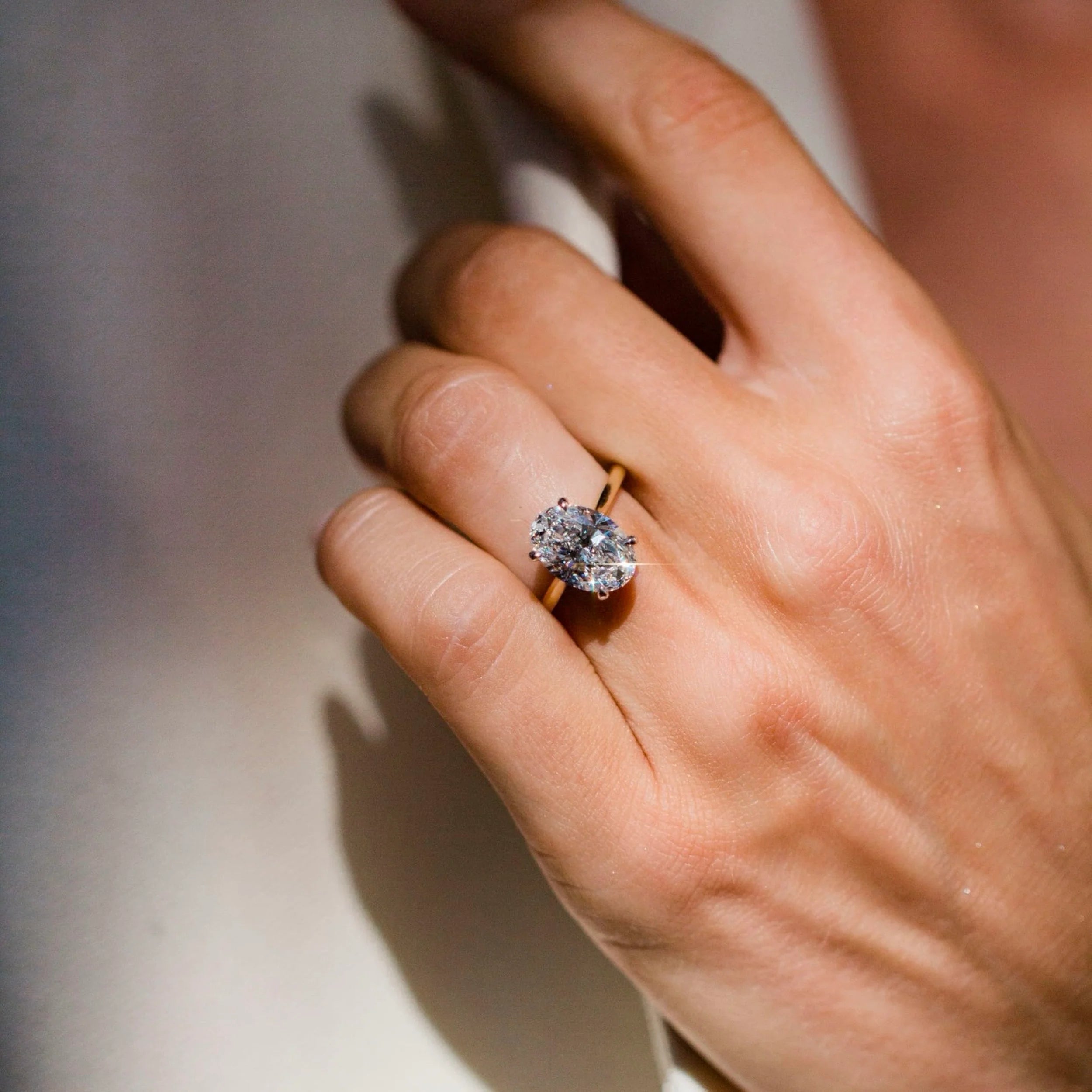 1.0CT-3.0CT Oval Lab Grown Diamond Hidden Halo Solitaire Engagement Ring