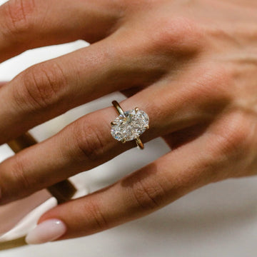 2.0CT-4.0CT Oval Lab Grown Diamond Hidden Halo Solitaire Engagement Ring