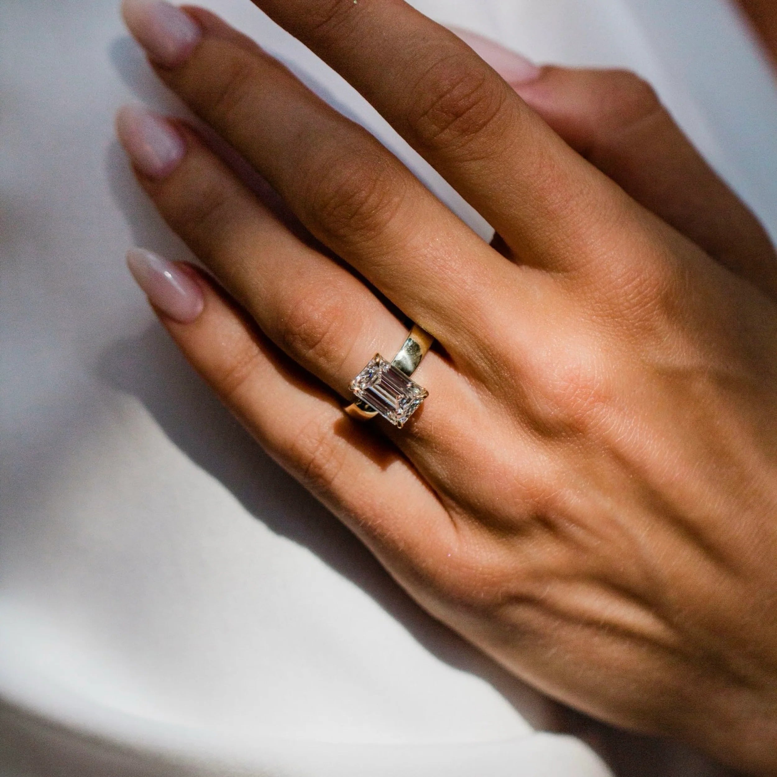 2.0CT-4.0CT Emerald Cut Lab Grown Diamond Solitaire Engagement Ring