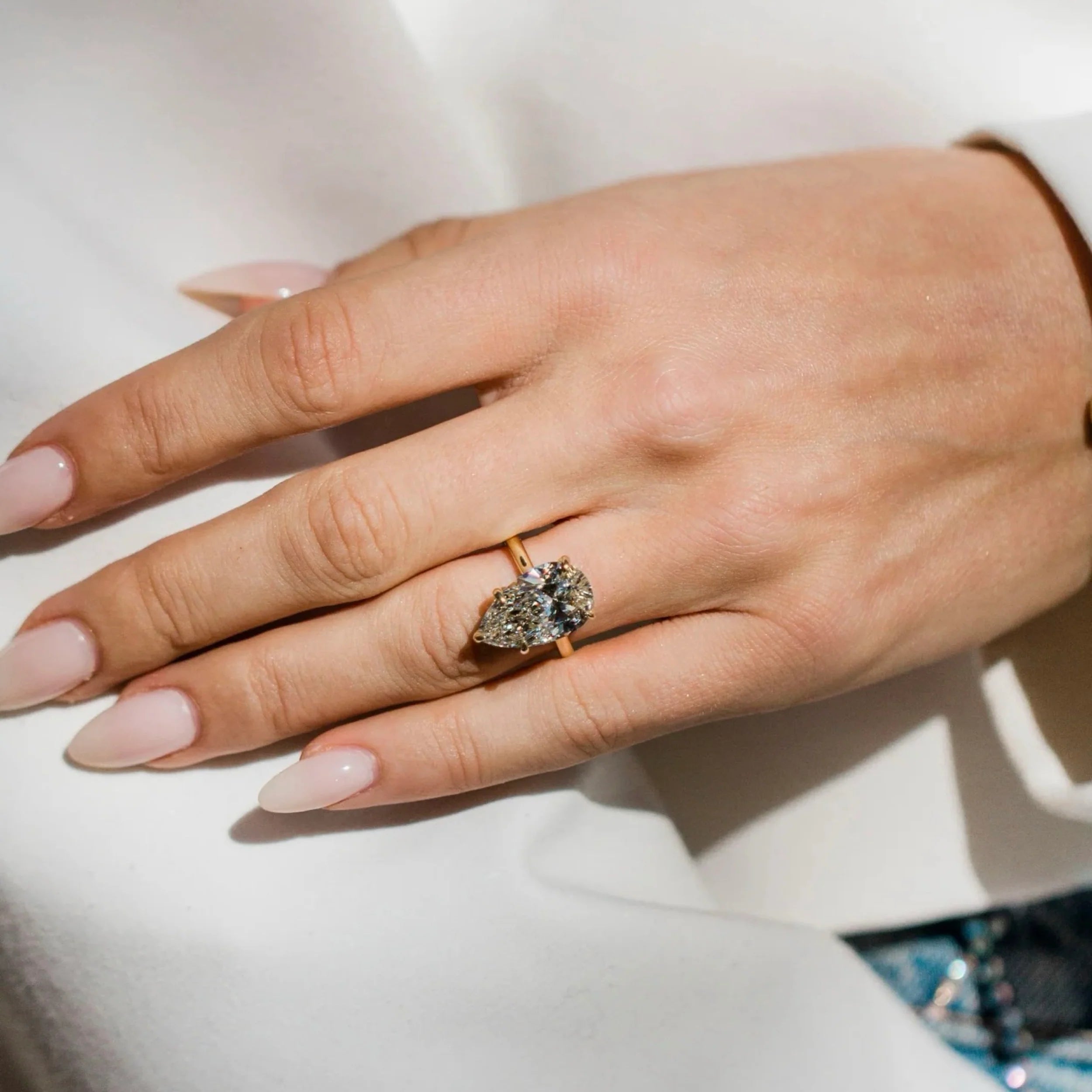 2.0CT-4.0CT Pear Shaped Lab Grown Diamond Solitaire Engagement Ring