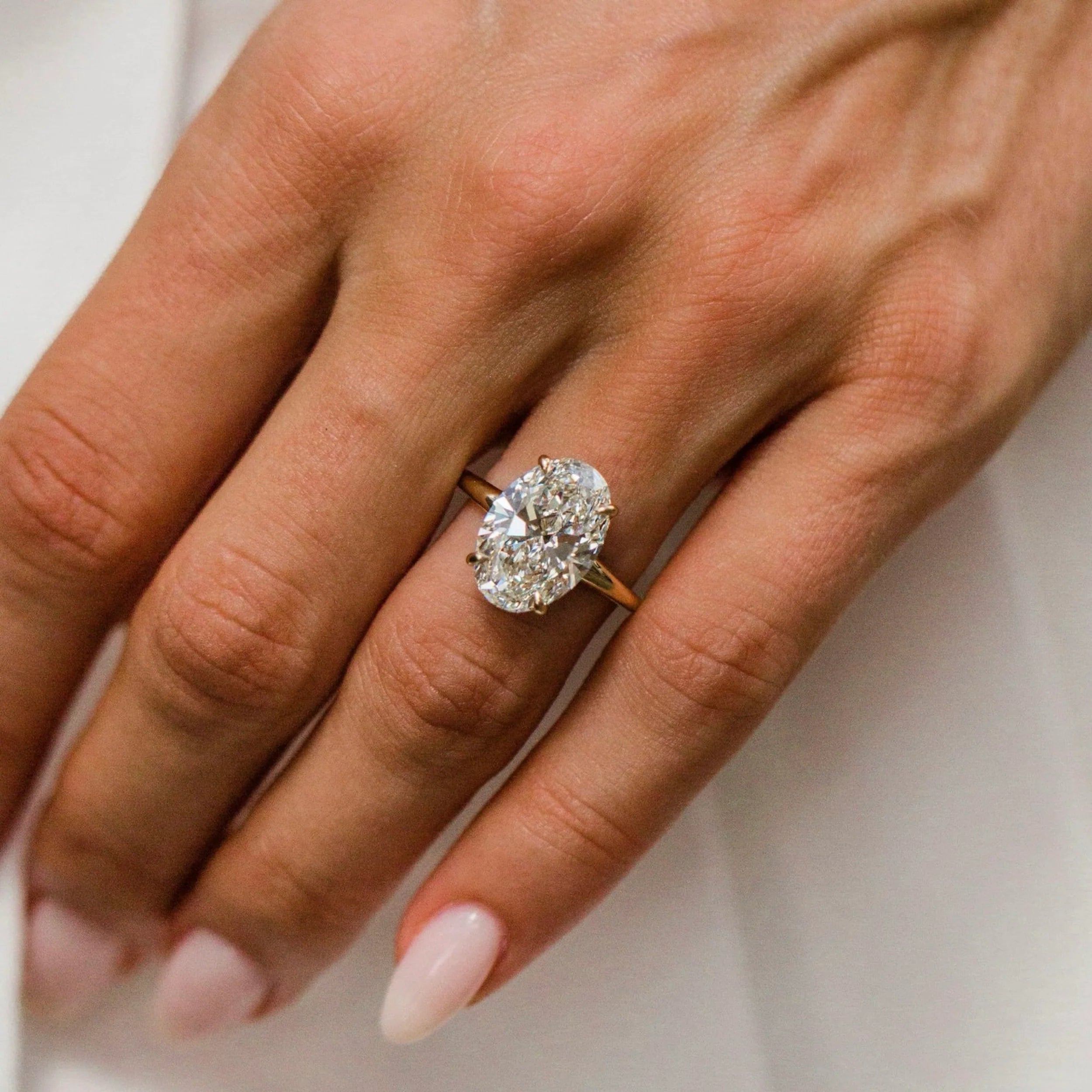 3.0CT-5.0CT Oval Cut Lab Grown Diamond Solitaire Engagement Ring