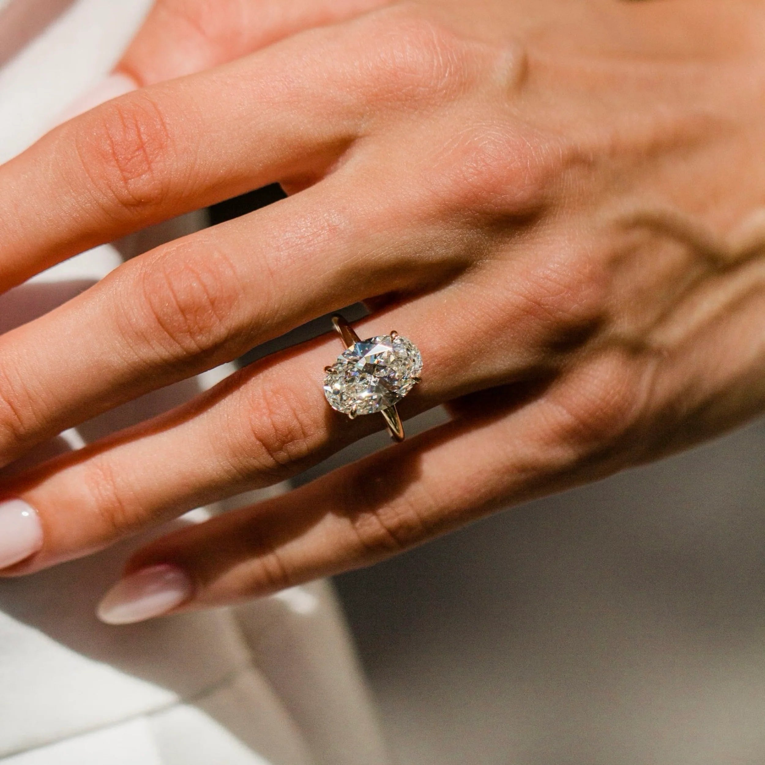3.0CT-5.0CT Oval Cut Lab Grown Diamond Solitaire Engagement Ring
