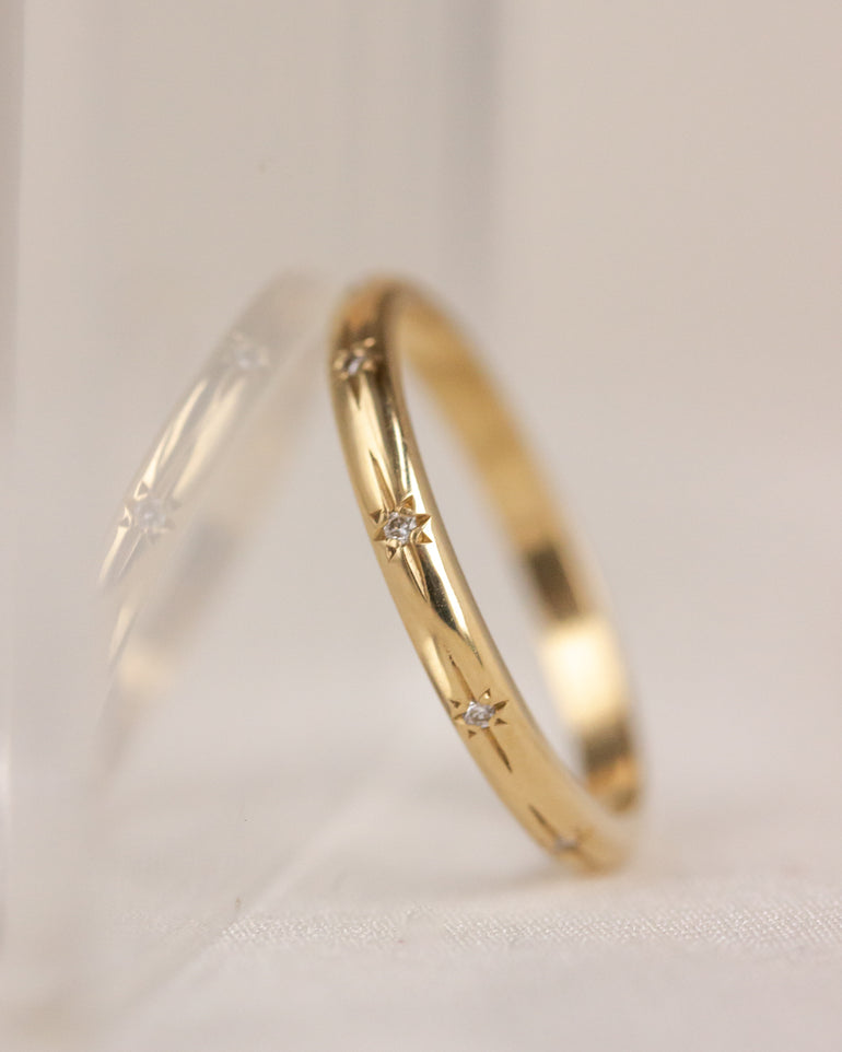 Celestial Star Flush Set Round Lab Grown Diamond Wedding Band