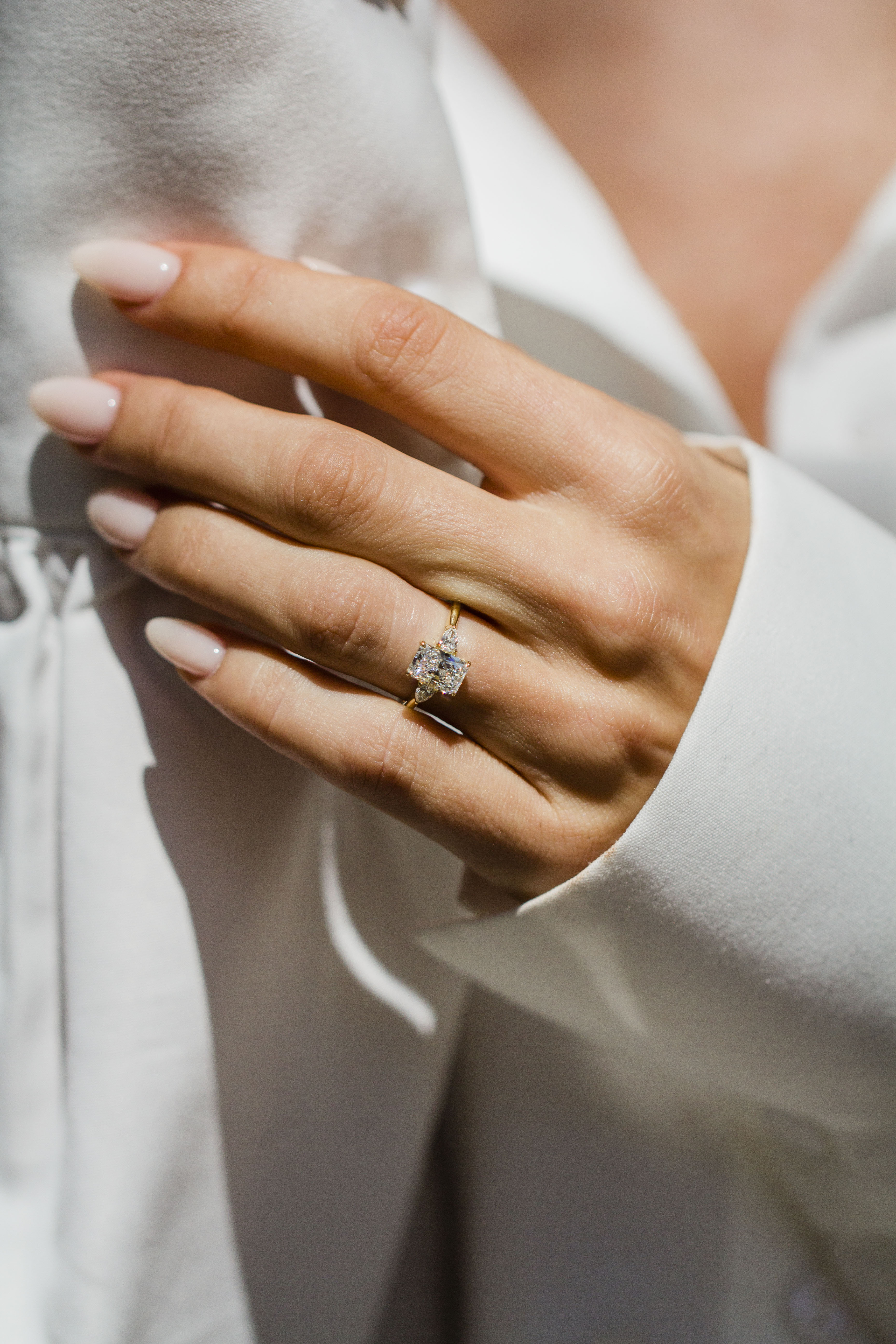 1.0CT-3.0CT Radiant Lab Grown Diamond Three Stone Engagement Ring