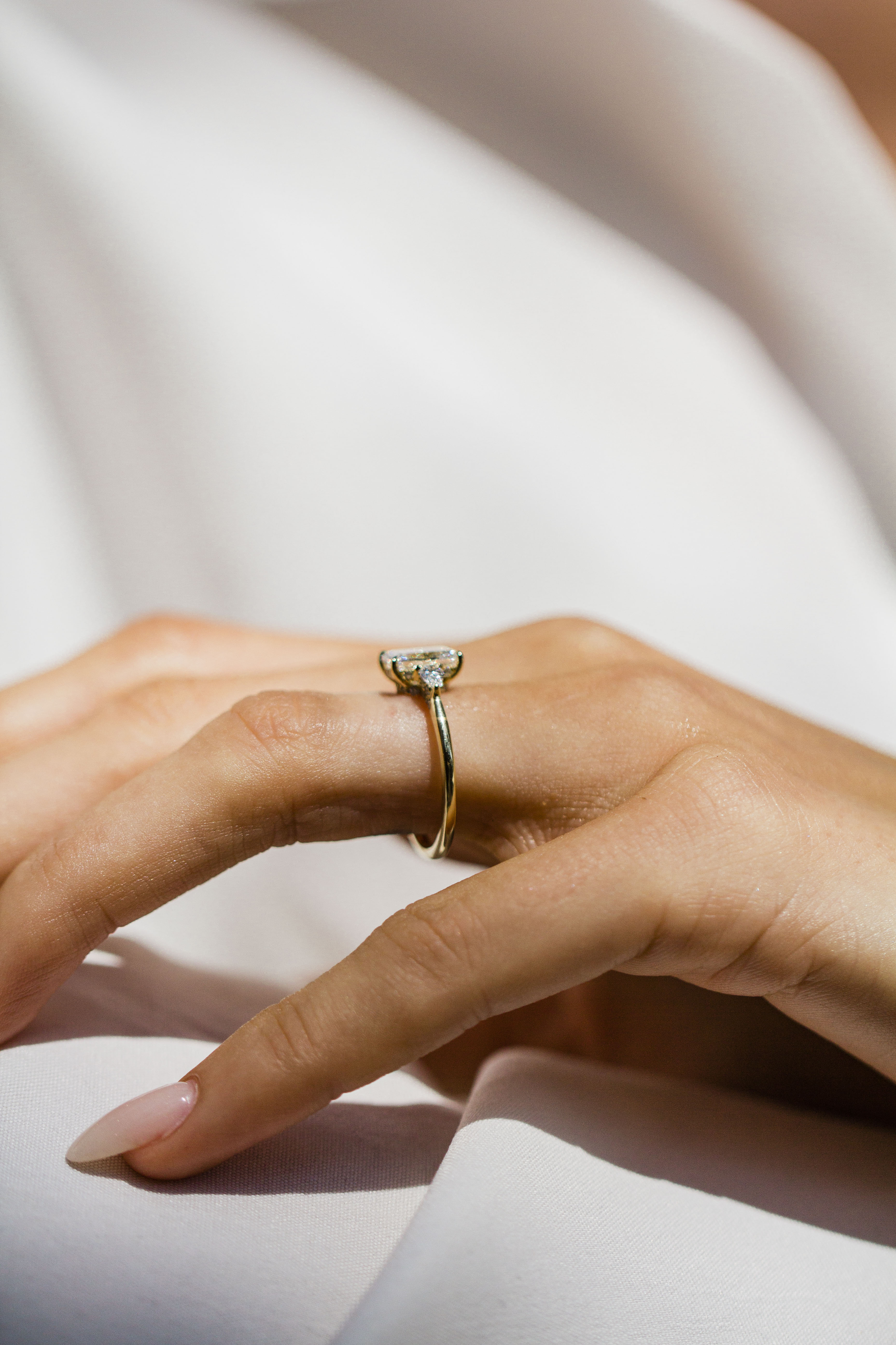 1.0CT-3.0CT Radiant Lab Grown Diamond Three Stone Engagement Ring