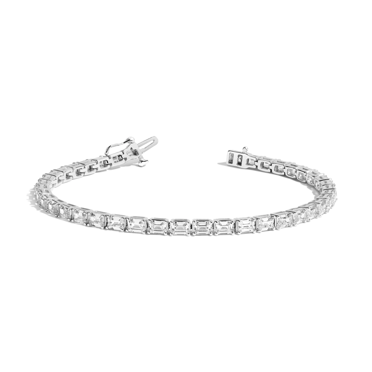 East West Emerald Cut Lab Grown Diamond Tennis Bracelet