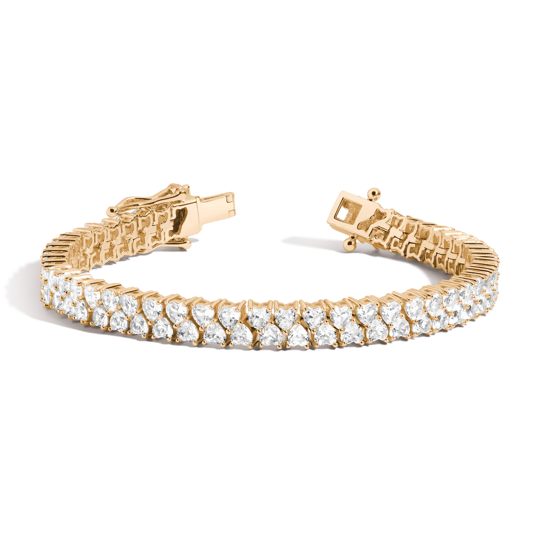 Heart Shape Two Row Lab Grown Diamond Tennis Bracelet