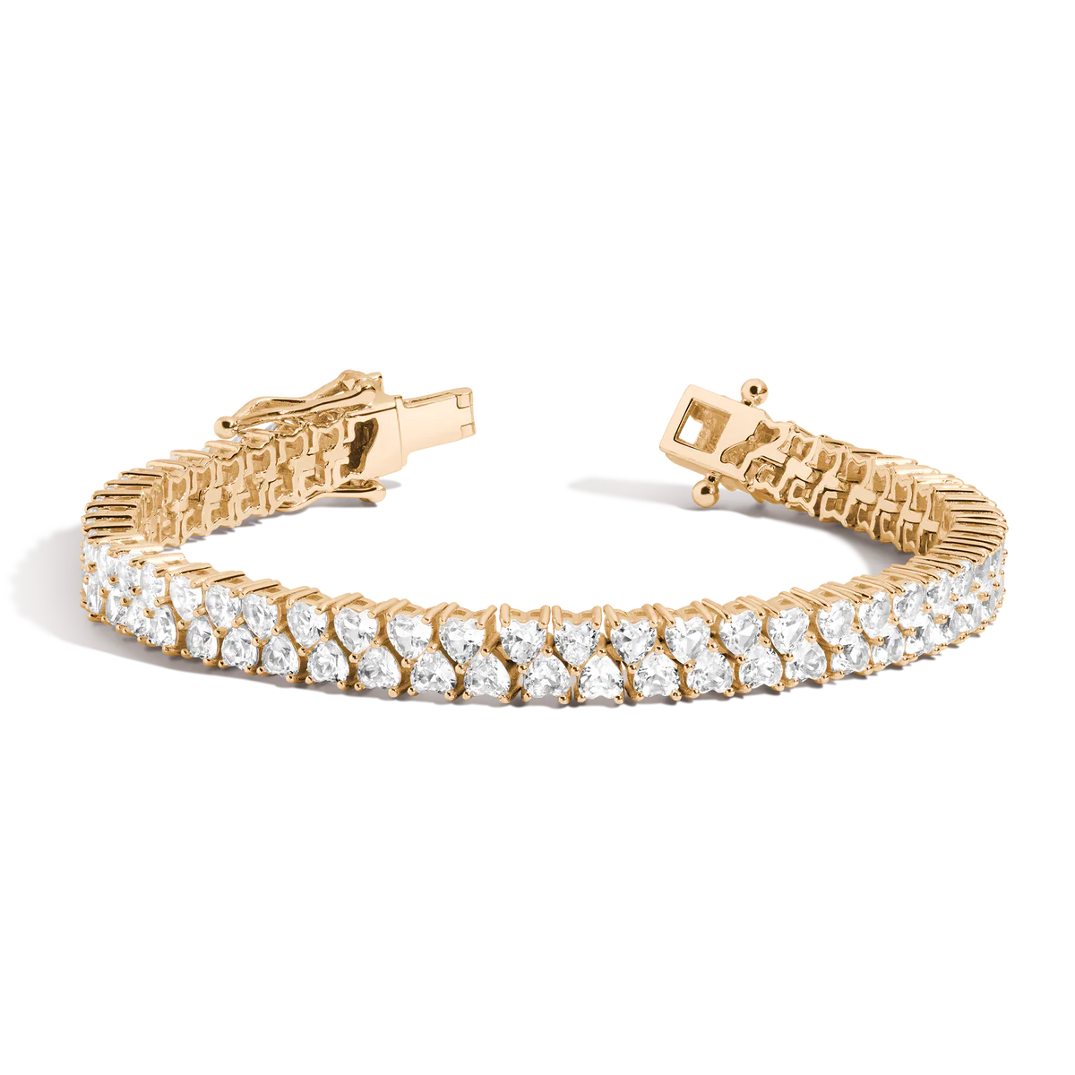Heart Shape Two Row Lab Grown Diamond Tennis Bracelet