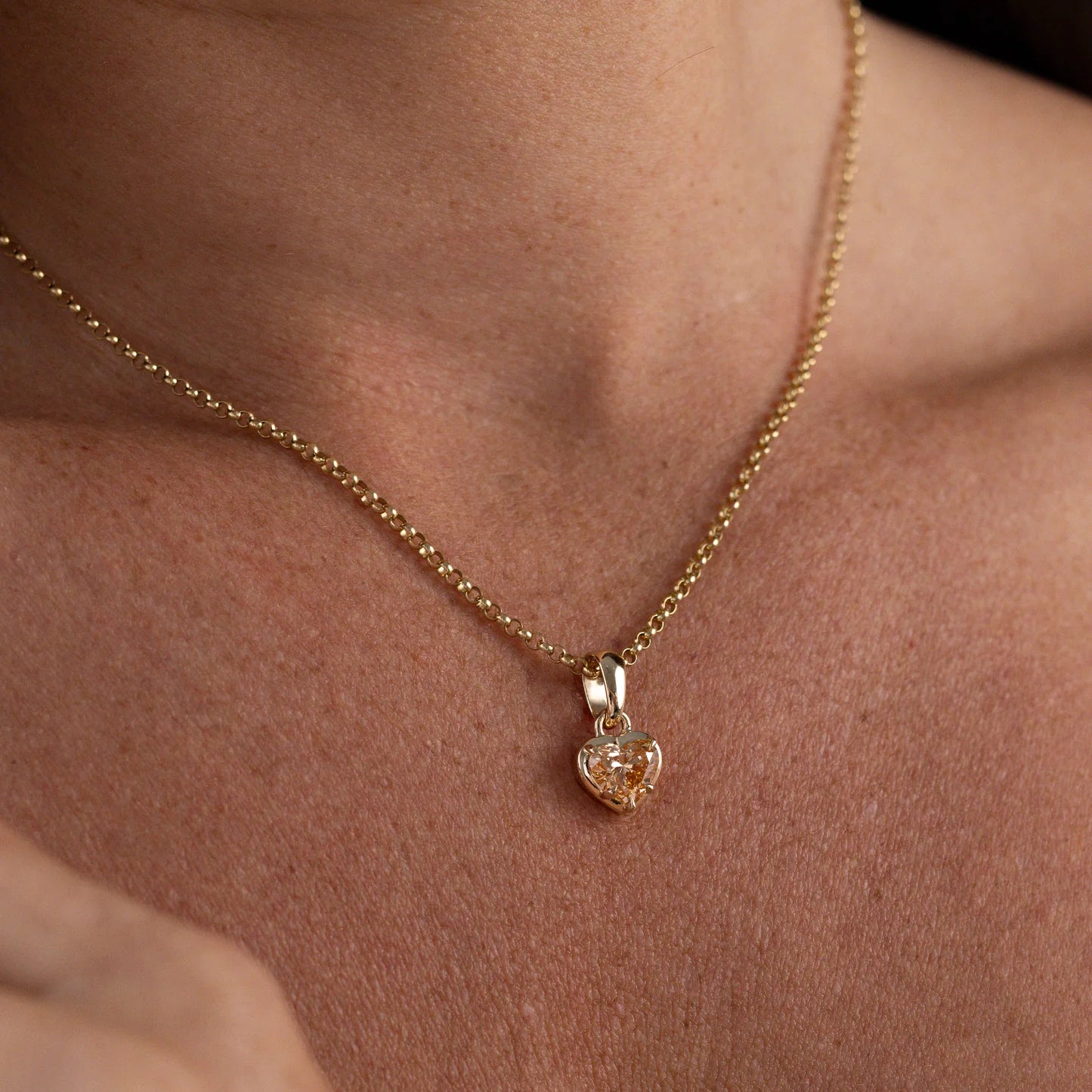 1.0CT Cut-Down Bezel Set Heart Shape Lab Grown Diamond Georgian Style Pendant