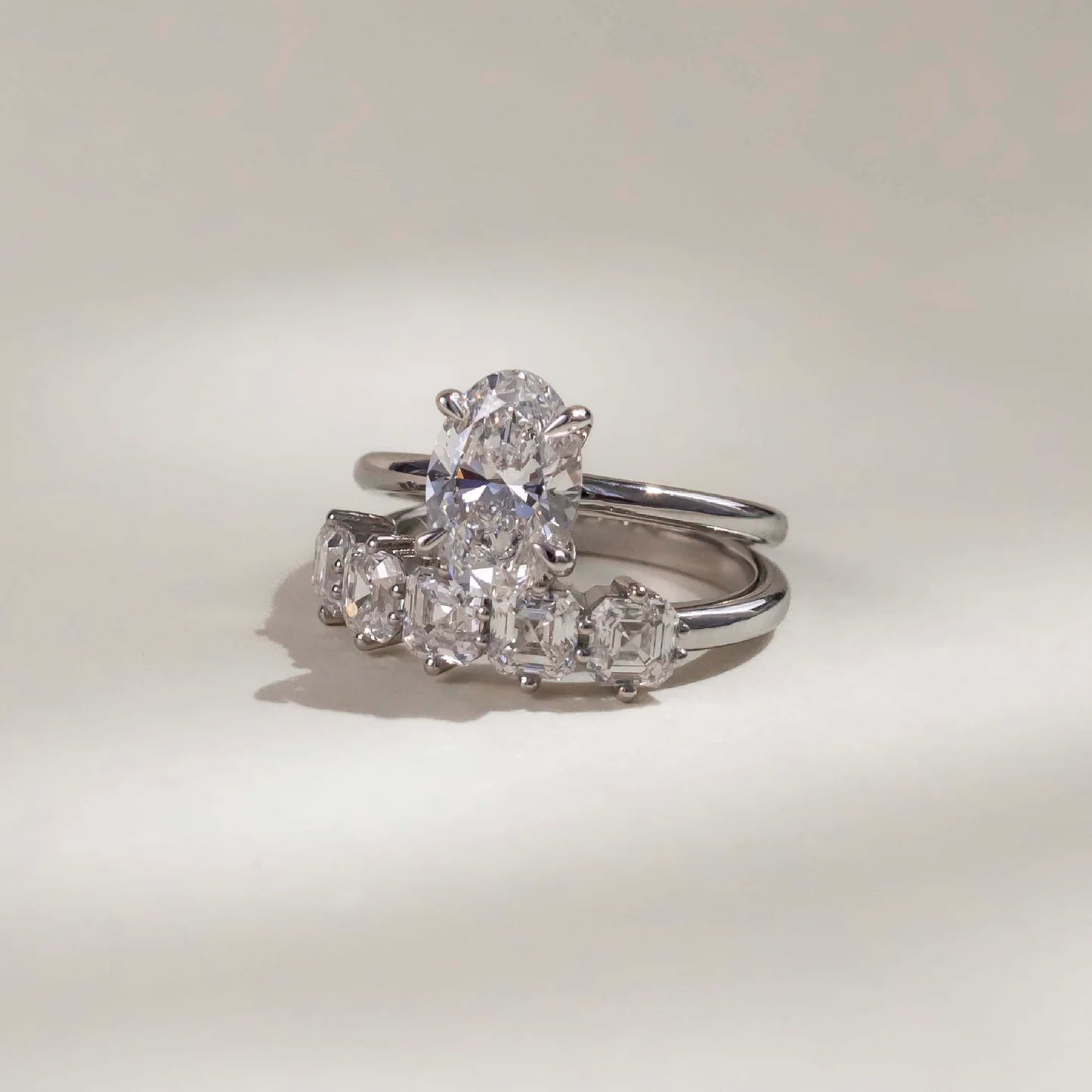 Asscher Cut Lab Grown Diamond Five Stone Wedding Band