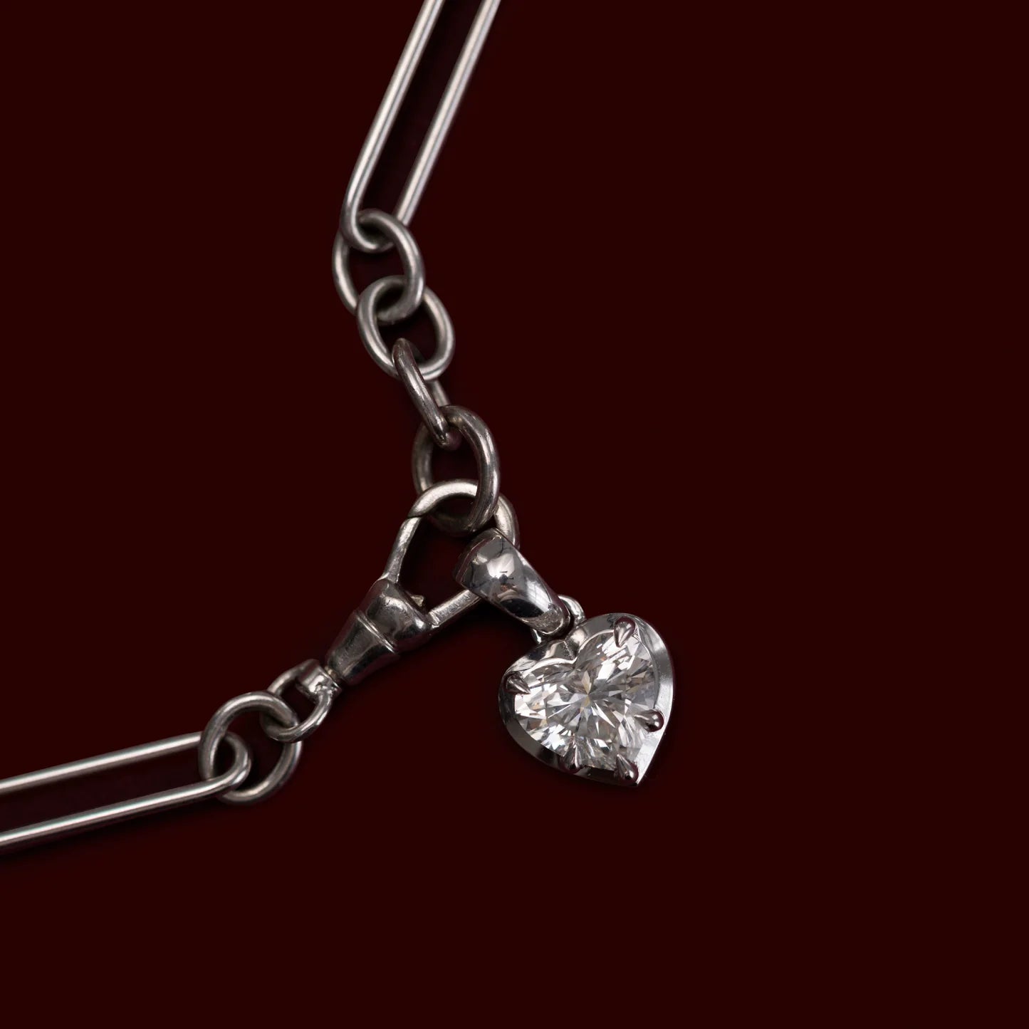 1.0CT Cut-Down Bezel Set Heart Shape Lab Grown Diamond Georgian Style Pendant