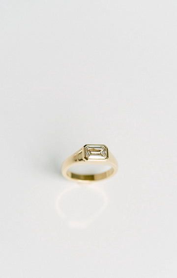 1.50CT East West Emerald Cut Lab Grown Diamond Signet Ring