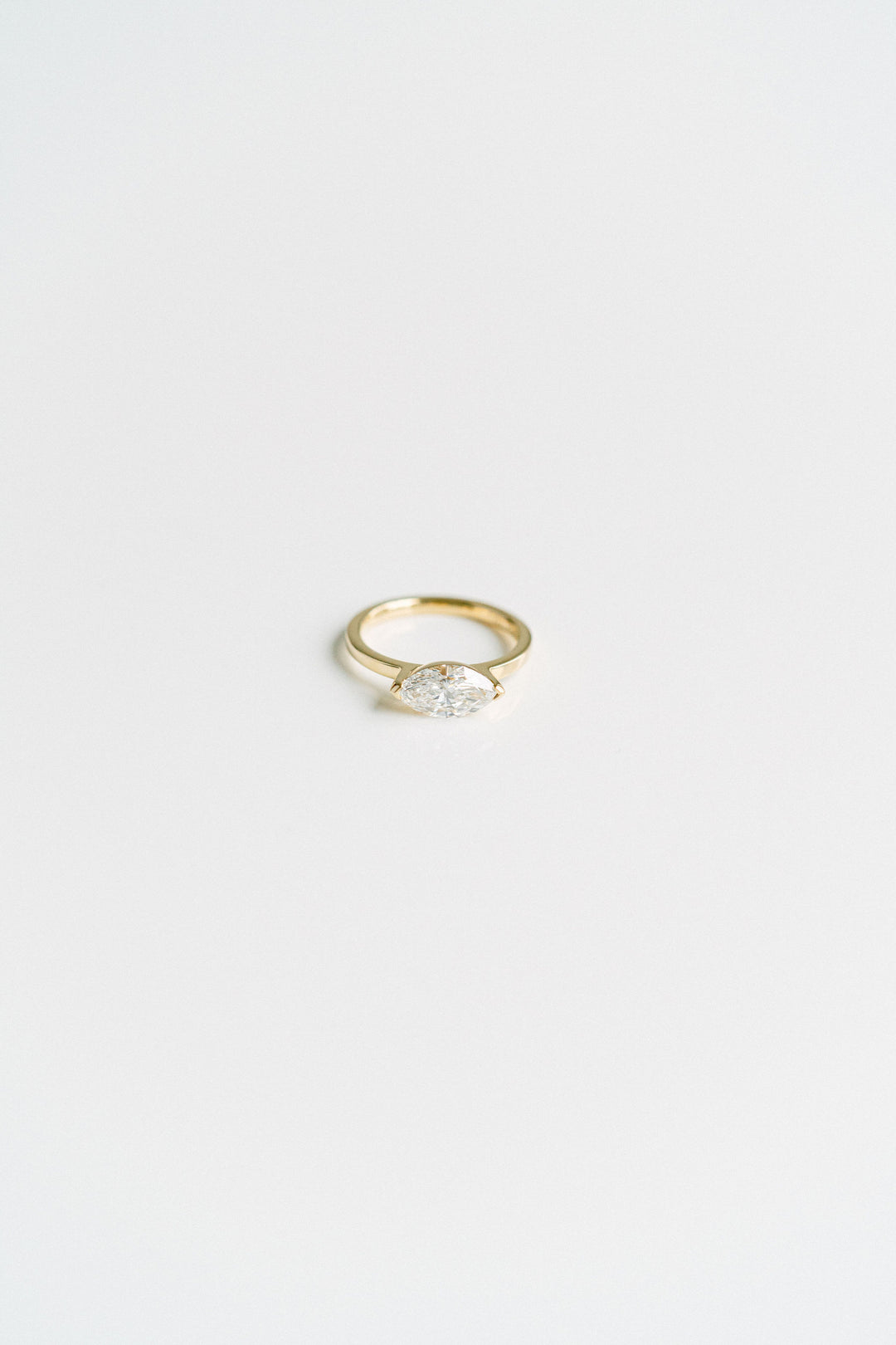 1.50CT Marquise Lab Grown Diamond East West Half Bezel Engagement Ring