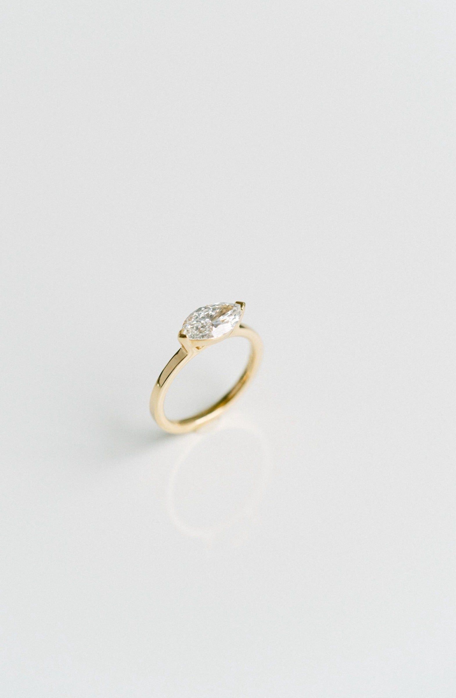 1.50CT Marquise Lab Grown Diamond East West Half Bezel Engagement Ring