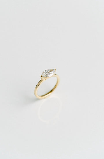 1.50CT Marquise Lab Grown Diamond East West Half Bezel Engagement Ring