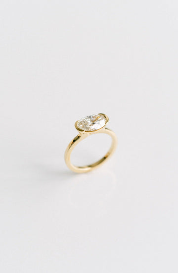 2.50CT Oval Lab Grown Diamond East West Half Bezel Engagement Ring