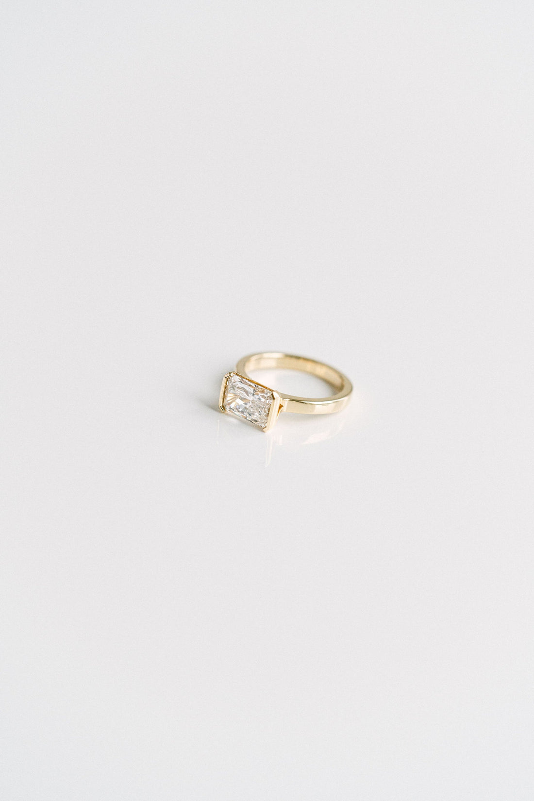 2.50CT Radiant Lab Grown Diamond East West Half Bezel Engagement Ring