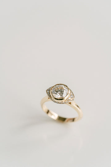 1.50CT Bezel Set Round Lab Grown Diamond Eye Halo Engagement Ring