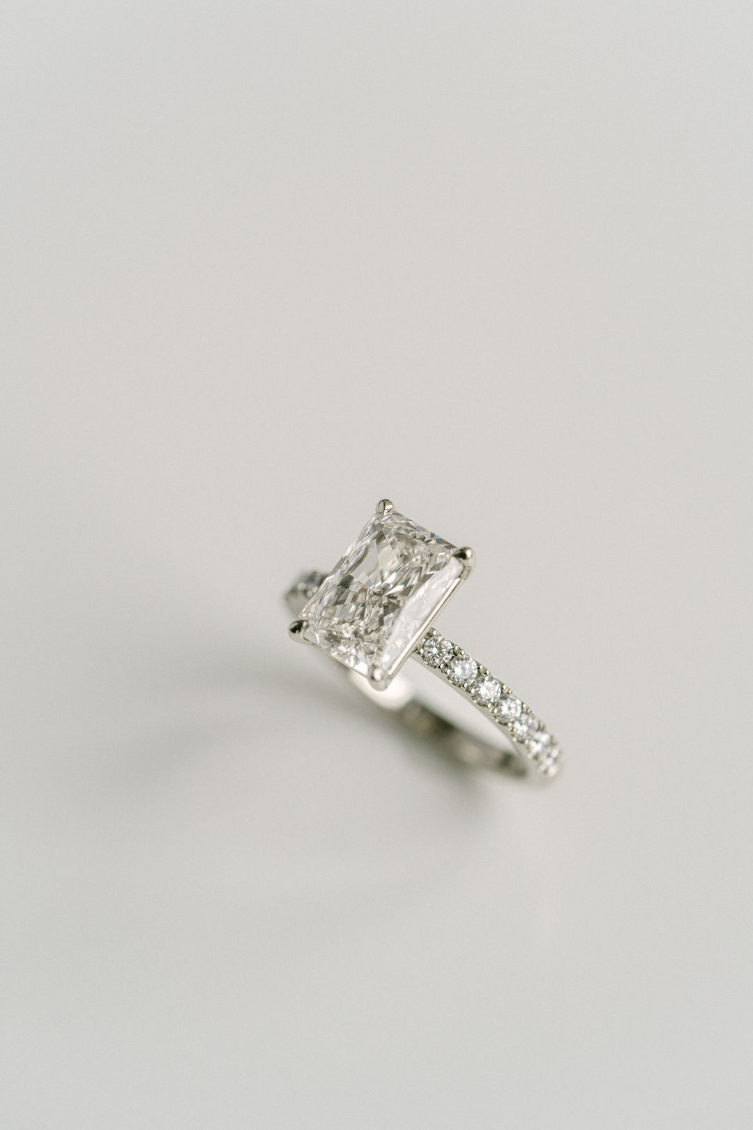 3.0CT Radiant Lab Grown Diamond Pave Engagement Ring