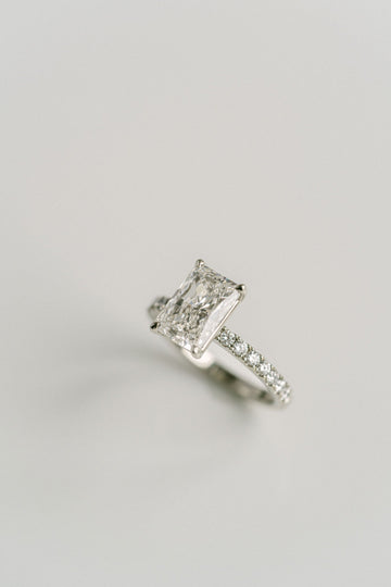 3.0CT Radiant Lab Grown Diamond Pave Engagement Ring