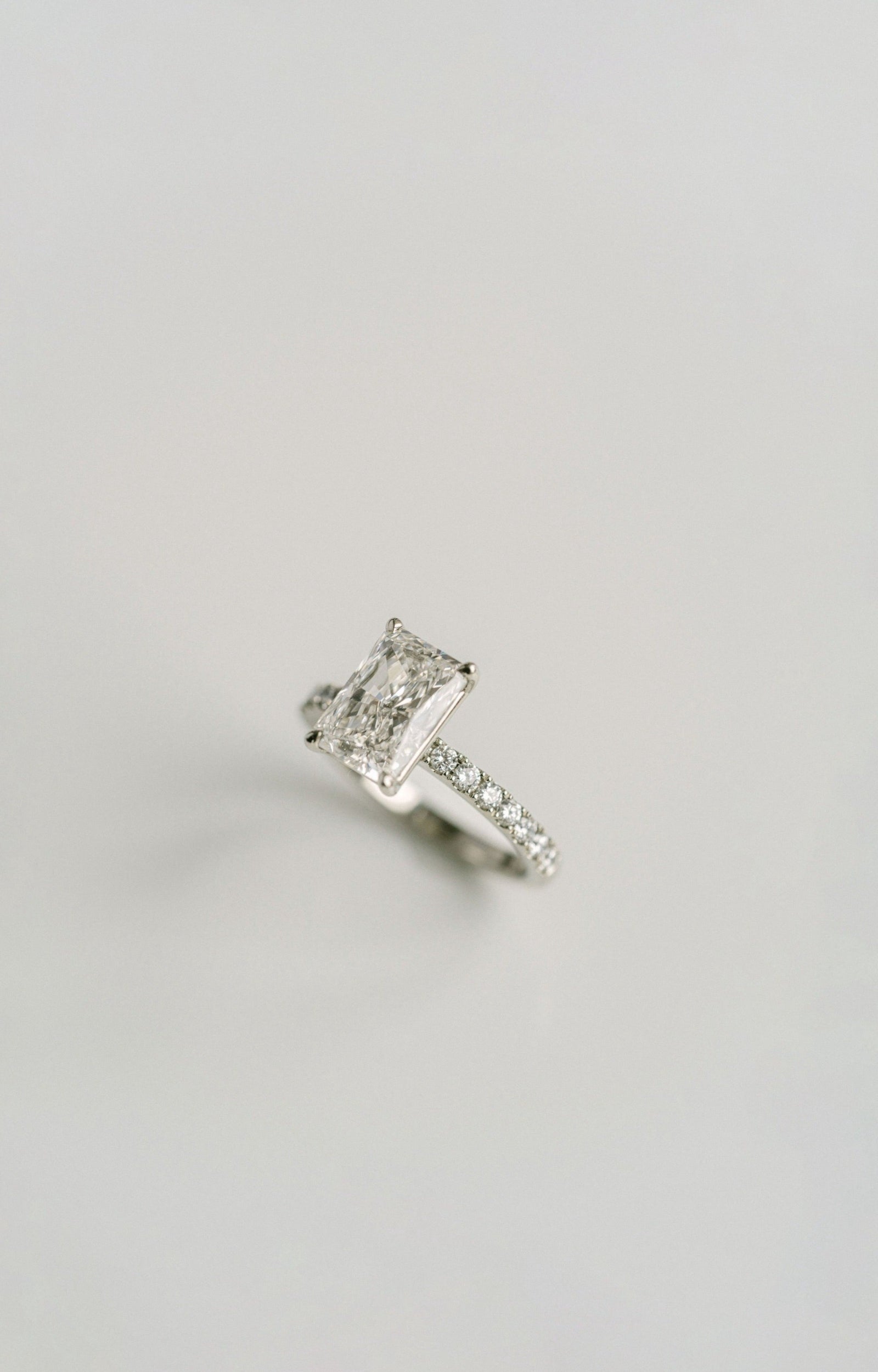 3.0CT Radiant Lab Grown Diamond Pave Engagement Ring