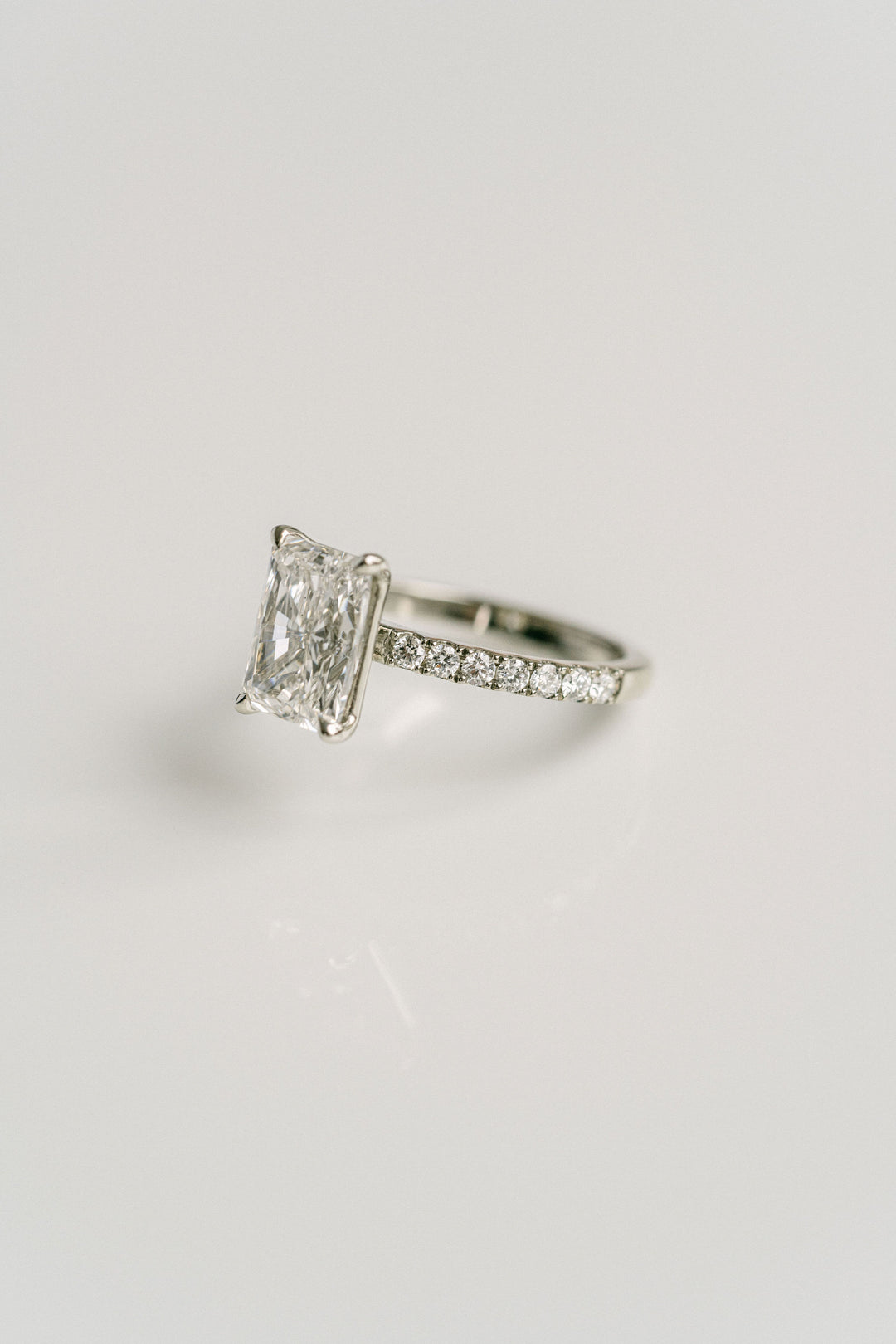 3.0CT Radiant Lab Grown Diamond Pave Engagement Ring