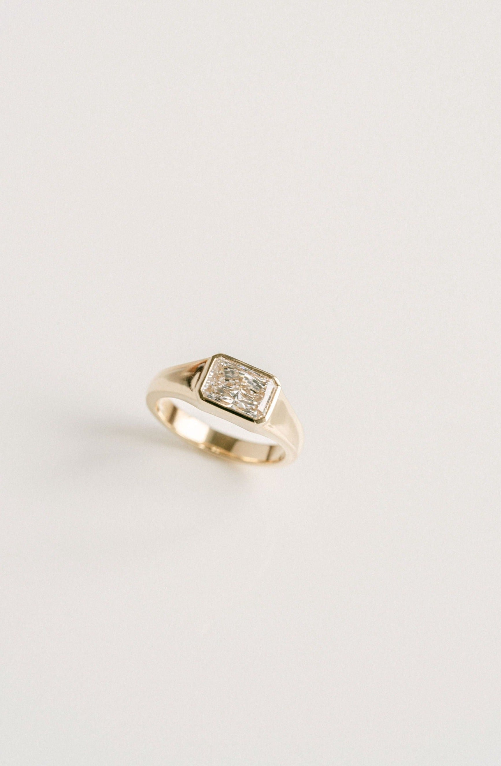 1.50CT East West Radiant Cut Lab Grown Diamond Signet Ring