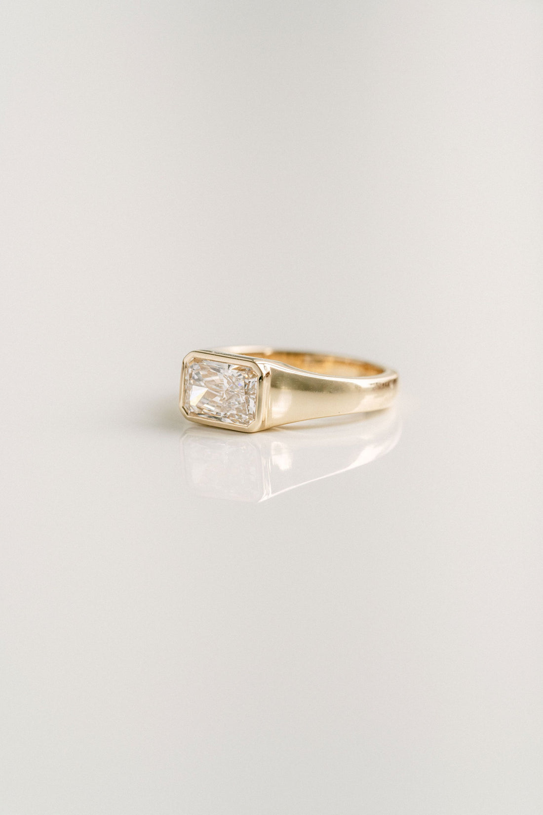 1.50CT East West Radiant Cut Lab Grown Diamond Signet Ring
