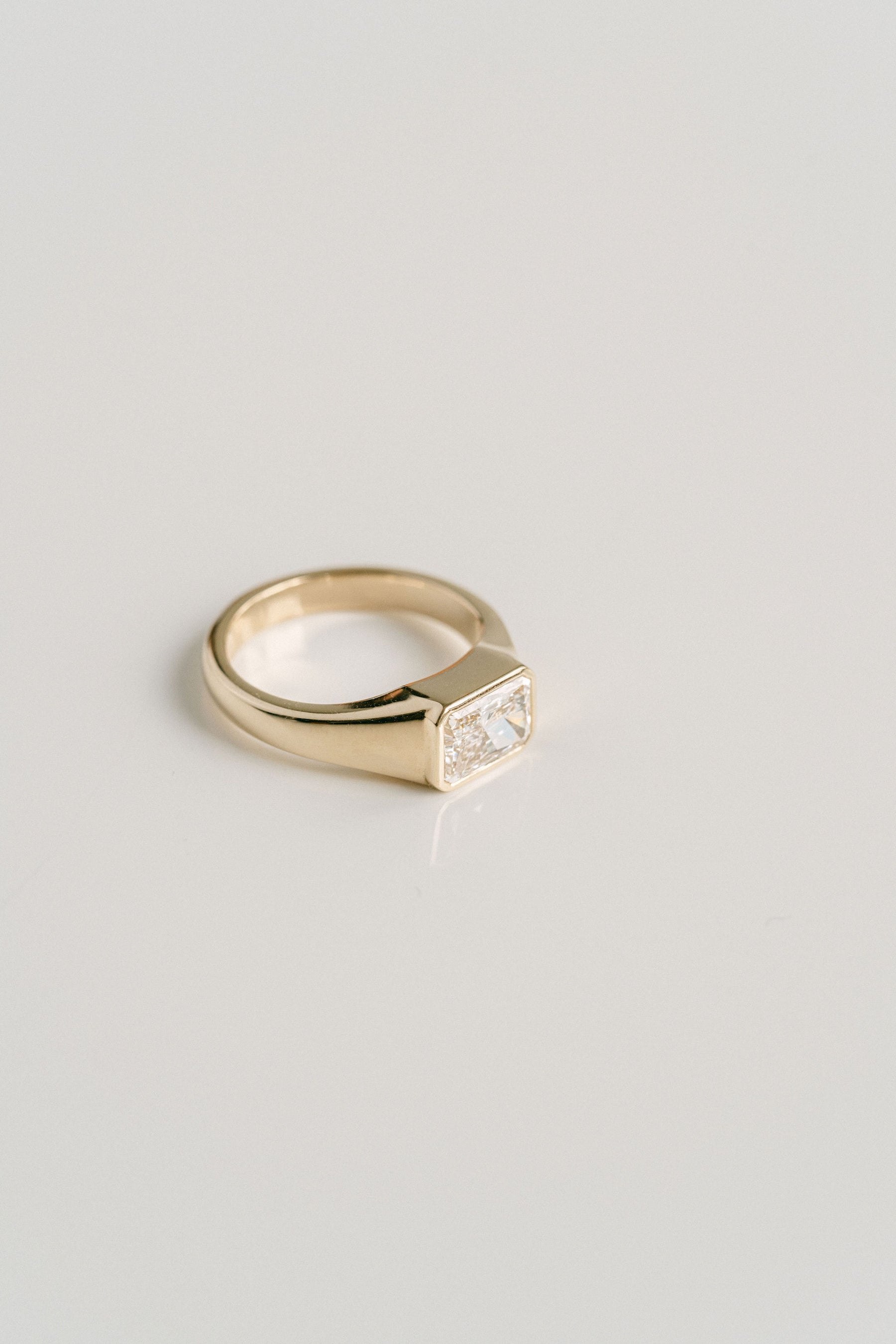 1.50CT East West Radiant Cut Lab Grown Diamond Signet Ring