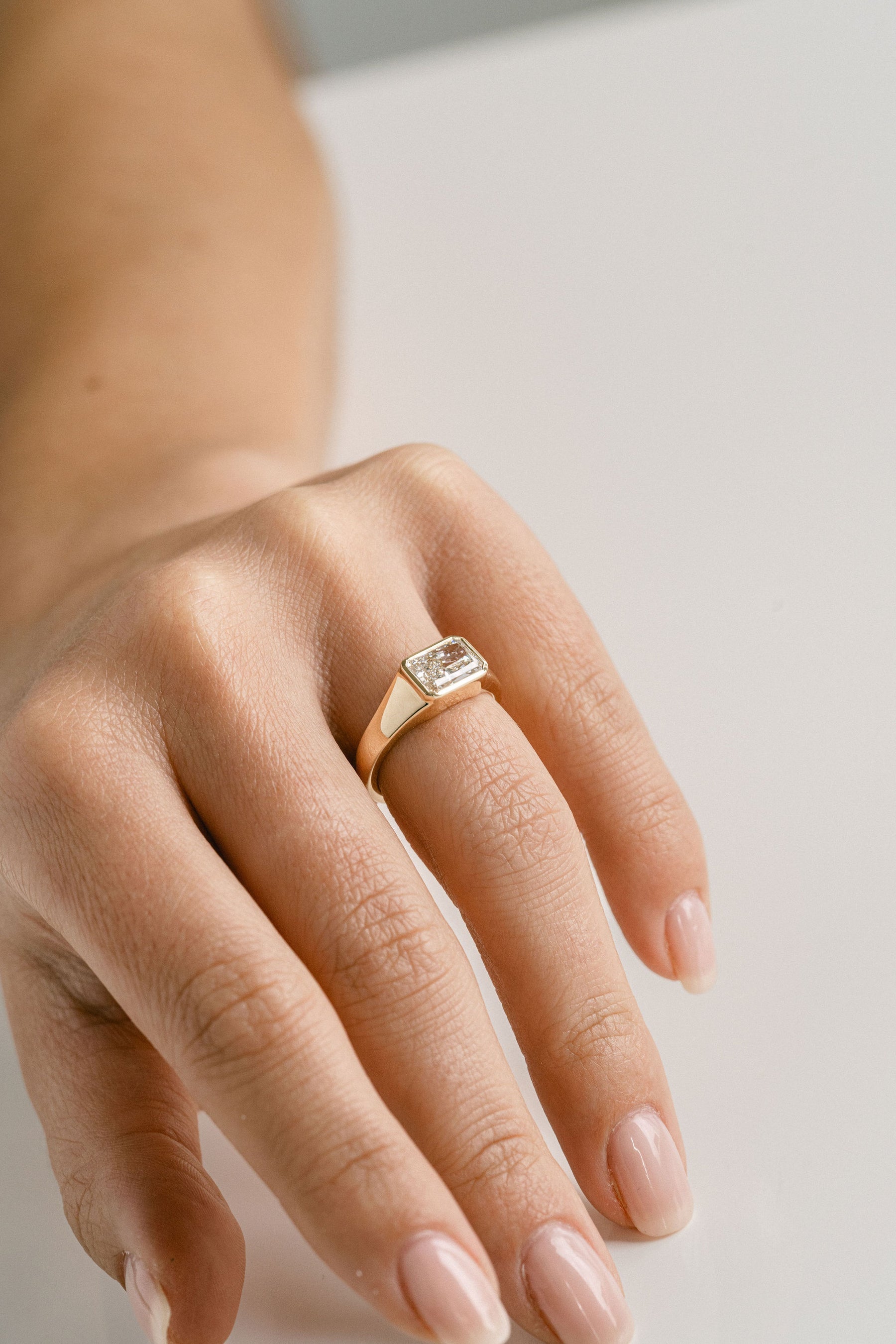 1.50CT East West Radiant Cut Lab Grown Diamond Signet Ring