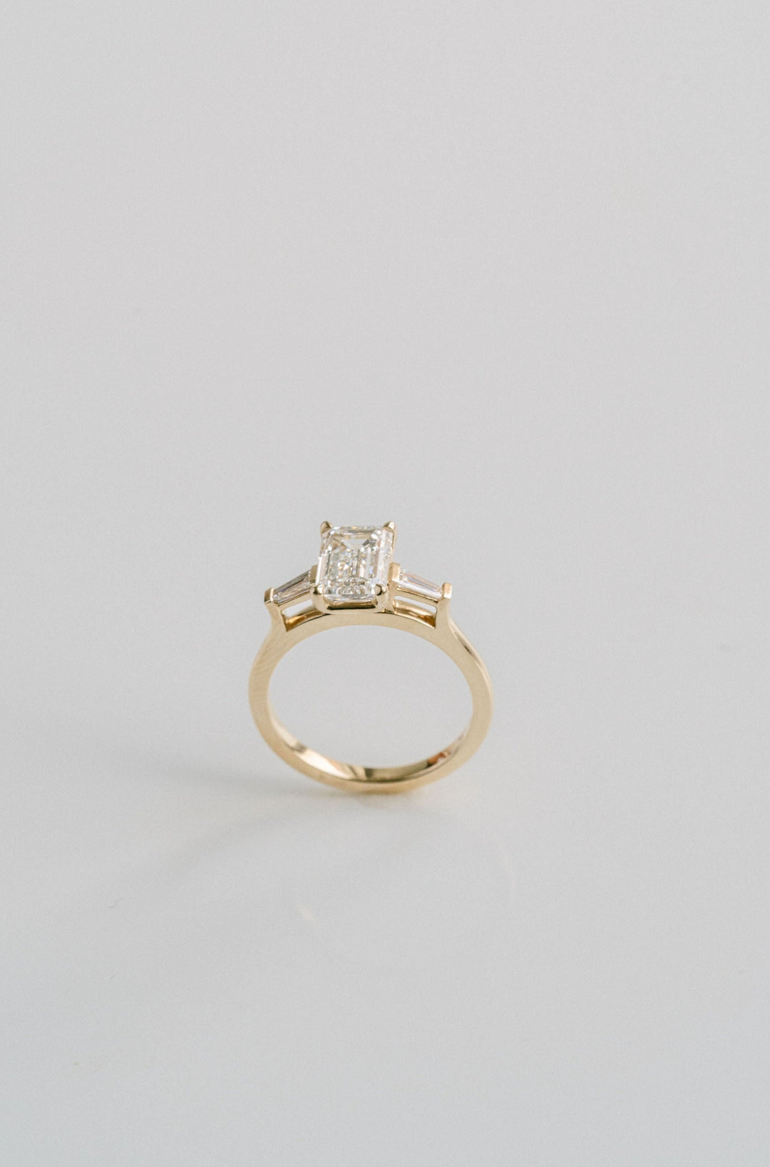 2.0CT Emerald Cut Lab Grown Diamond Three Stone Engagement Ring
