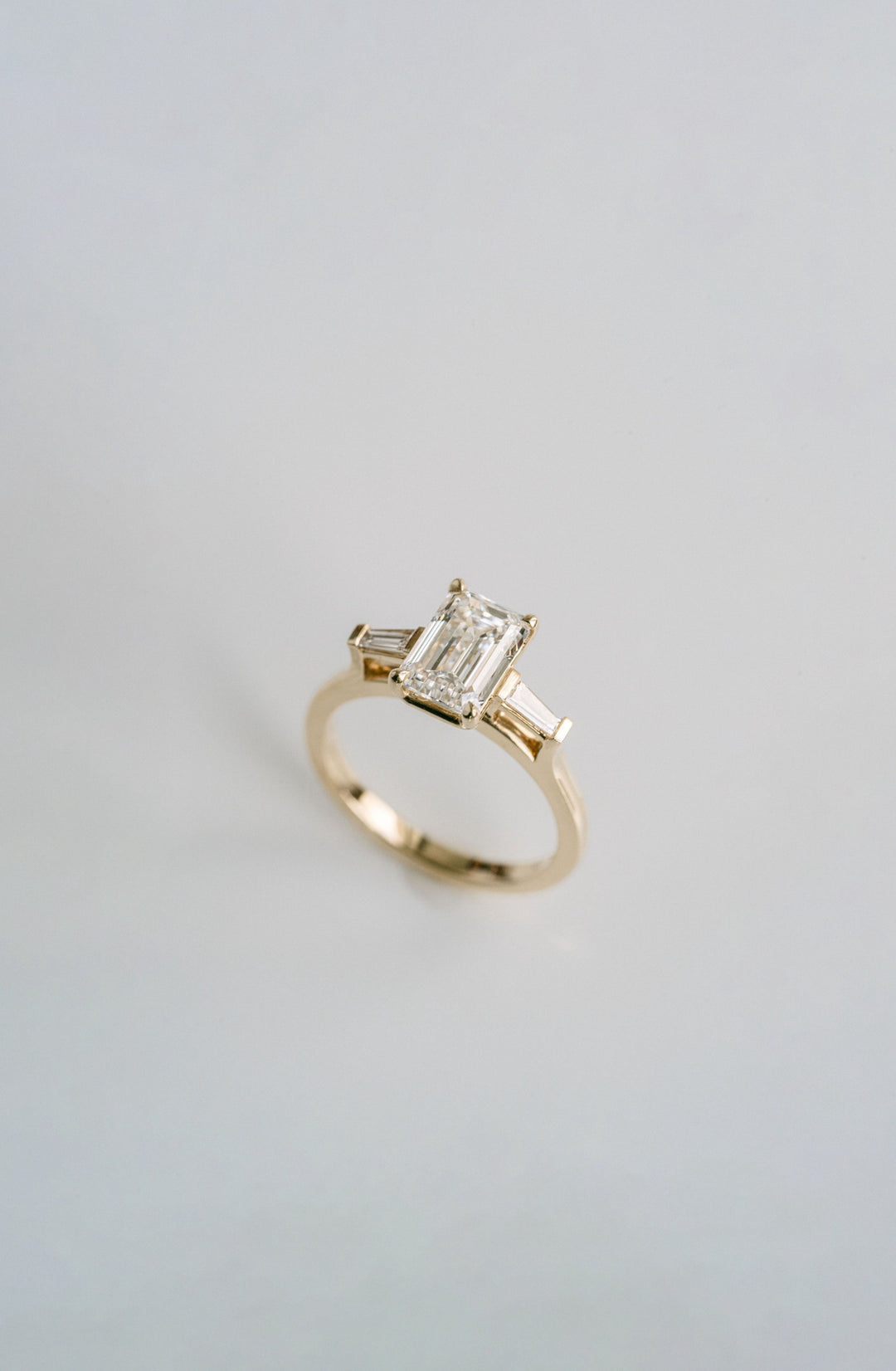 2.0CT Emerald Cut Lab Grown Diamond Three Stone Engagement Ring